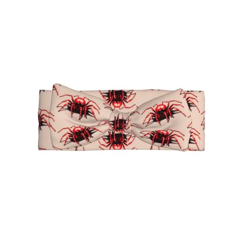 Cute little red spider Prints Baby Bow Headband - Super Stretchy Soft Bows Hair Accessories for Newborn Infant Toddlers Kids Girls - Elastic and Skin-Friendly