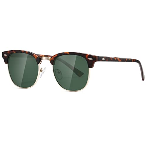 Image of AEVOGUE Polarized Semi Rimless Sunglasses for Men Women, Retro UV400 Sun Glasses for Driving Outdoor