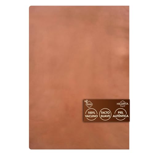 HILOPITA Retales de cuero natural para manualidades | Piel auténtica de vaca en hojas finas | Cuero real y flexible para pulseras, patchwork, marroquinería y proyectos DIY (50X40, MARRÓN)