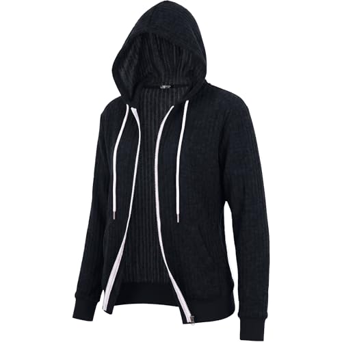 Image of GIVON Women's Lightweight Zip Up Hoodie Brushed Knit Stretchy Fabric Long Sleeve Thin Jackets with Kangaroo Pocket