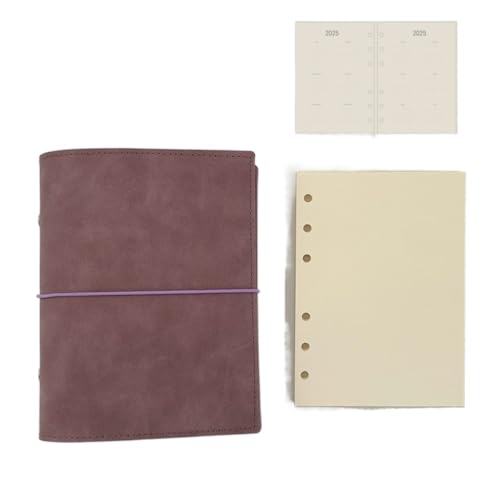 手帳 A6レトロなルーズリーフポータブルノートの空白の内側コア (パープル)