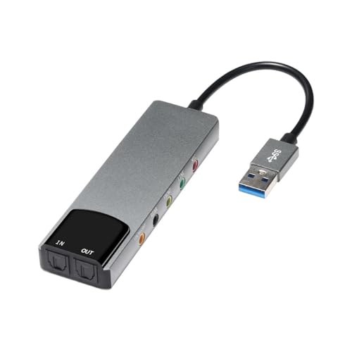 Image of 6 in 1 Portable Multi-Functional USB External Sound Card with SPDIF Optical Output, AC-3 for 7.1 & 5.1 Channel Audio Surround Sound, 48KHz Sampling,Supports AES /EBU, IEC60958, S /PDIF