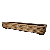 HolzGarden Pflanzkübel Holz Rechteckig 118x20x25 cm Imprägniert Farbe Teak Wetterfest Blumenkasten Blumentopf Groß Außen Balkon Garten Pflanzkasten Outdoor 32l Serie FORNEA