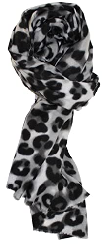 Ted & Jack - Cashmere Feel Camouflage Or Leopard Print Fall/Winter Scarf (Grey And Black Fleece) #TOP1