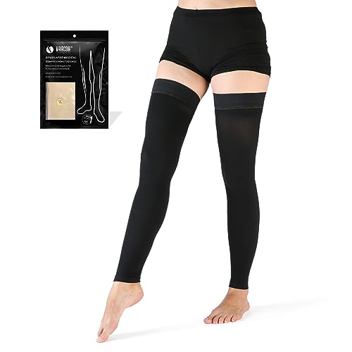 VARCOH medias de compresion medias Para Mujeres, Muslo alto de Punta Abierta, Compresion Mujer Circulacion Calcetines Sin pie de 20-30 mmHg Maternidad, Medias de Compresion Hombre