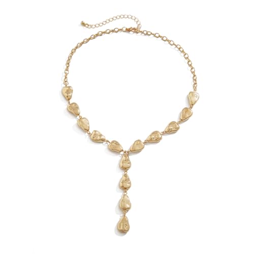 PINK TOWN Gold Silver Teardrop Necklace for Women Trendy Teardrop Drop Y Long Pendant Necklace Chunky Tassels Necklace Dainty Tassel Y Necklace Christmas Birthday Wedding Party Costume Jewelry3