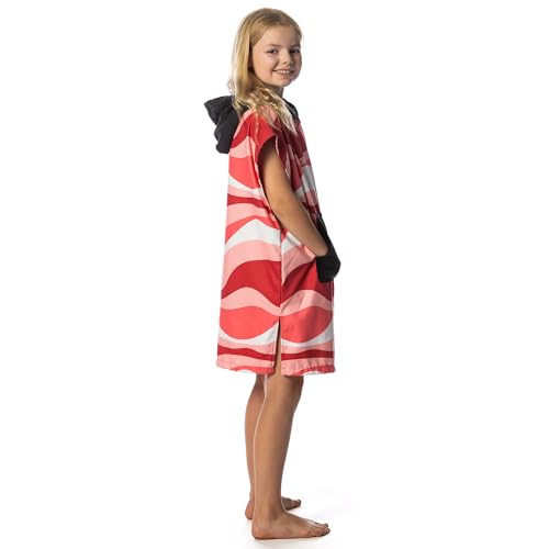 Image of Flow Changing Poncho for Kids - Microfiber Hooded Swim Towel Poncho for Boys & Girls, Perfect for Beach, Pool, or Swim - Quick Dry, Absorbent, Light Weight, and Easy to Pack (Pinkwave, Small)