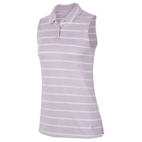 Nike Dri Fit Sleeveless Stripe OLC Golf Polo 2019 Women Lilac Mist Large