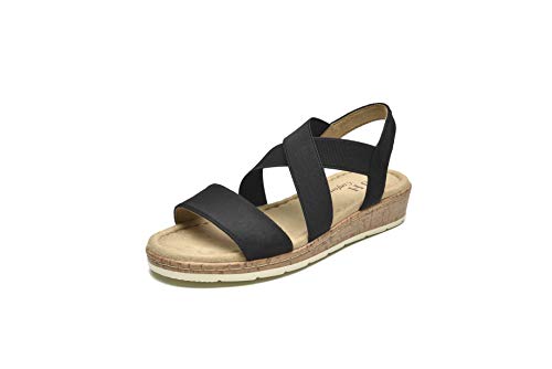 VJH confort Women's Flat Sandals, Comfort Slip-on Elastic Ankle Strap Slingback Light Weight Casual Walking Sandals