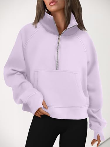 Image of AUTOMET Womens Sweatshirts Half Zip Cropped Pullover Fleece Quarter Zipper Hoodies 2026 Fall Fashion Outfits Clothes
