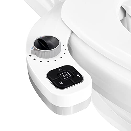 SAMODRA Bidé 8.0 con agua caliente, bidé para inodoro con boquilla doble retráctil autolimpiable, lavado Posterior & femenino, ducha de po-ducha,accesorio Taharet (negro) Cover