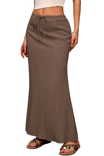 Chocolate linen maxi skirt