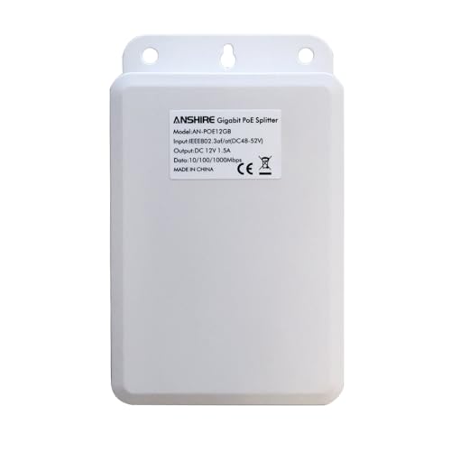 Gigabit Waterproof PoE Splitter Converter, 48V to 12V DC Output, IEEE 802.3af/at Compliant, 10/100/1000Mbps, Plug 5.5mm x 2.1mm, for IP Camera, WiFi Node, AP, IP Phone and More, White