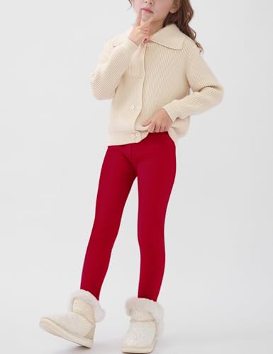 Girls Fleece Lined Leggings Kids Warm Fleece Leggings Winter Thick Full Length Thermal Pants 6-12 Years3