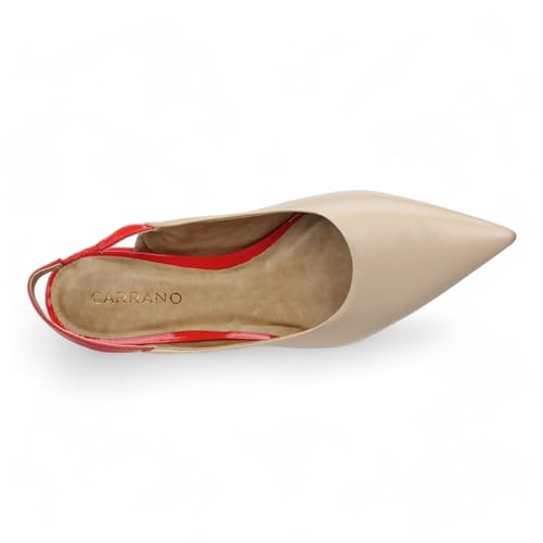Women's Heidi Leather Slingback Pumps - Biscuit/Red2