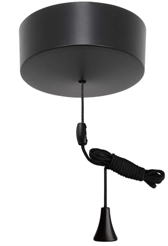 Taps2Traps™ Matt Black Bathroom Light Pull Switch With Black Cord & Toggle 2 Way 6A