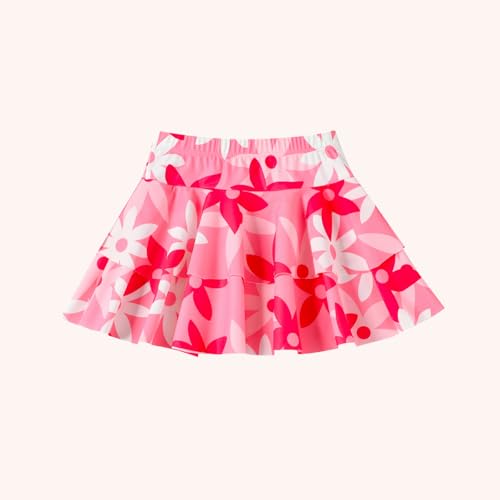 Image of DREAM BUS Toddler Girls One Piece Criss-Cross Straps Swimsuits with Tiered Ruffle Skirt Girls Bathing Suit Summer Swimwear