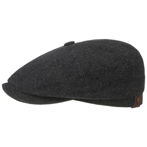 Stetson Casquette Hatteras Noir Femme/Homme - Type Gavroche Plate avec Visiere, Doublure Hiver Automne-Hiver - 58 cm Anthracite