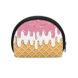 Pink Ice Cream Coin Purse Makeup Brush Bag for Mother's Day Valentine's Day Birthdays for Girlfriends Mothers Sisters Daughters Families Lovers Zippered Toiletry Bags for Cash Change