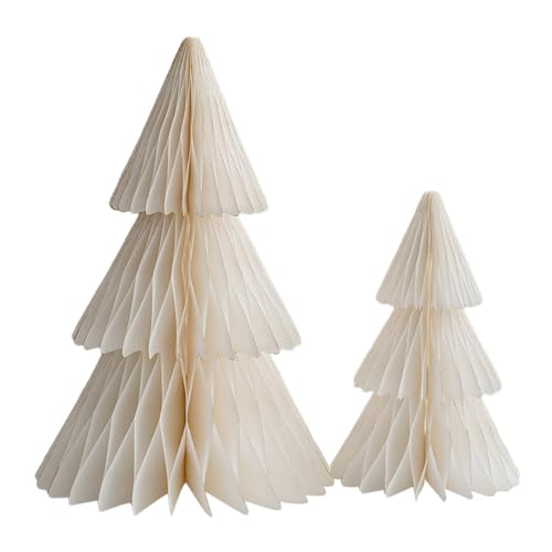2 Stück Klein Weiß Weihnachtsbaum Tischdekos, Papierbaum Weihnachten...