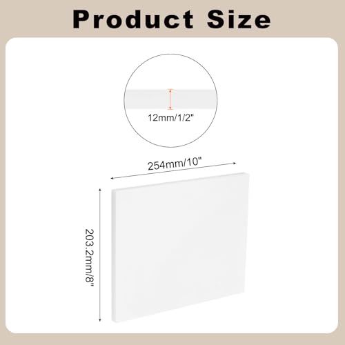 Image of MECCANIXITY UHMW Sheets, Hard Ultra High Molecular Weight Polyethylene Sheets Plastic Sheet, 8 inch x 10 inch x 1 /2, White