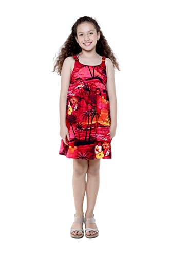 Girl Elastic Strap Empire Waist Dress in Sunset and Dolphin