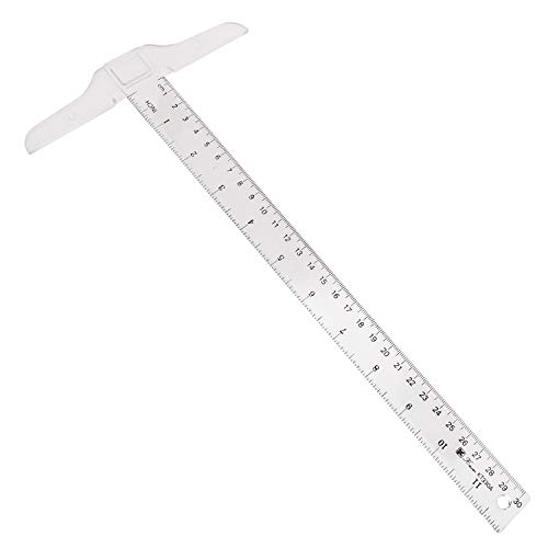 Tegg T-Square 30cm/12Inch Plastic Transparent T Ruler Double Side Measuring T-Ruler