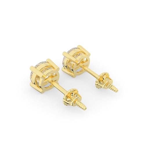 14K Solid Gold Lab Grown Moissanite Round 4-Prong Stud Earrings for Women | White & Yellow Gold | Push Back & Screw Back | Hypoallergenic | Made in USA | Gift for Her | By Adora Fine Jewelry4