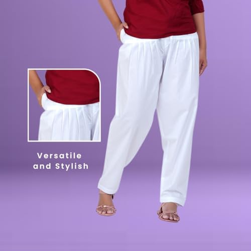 Image of Happy Bunny Salwar Pant - Modern Style Pure Cotton for Women - Ethnic Semi Patiala Trouser - Office,Home - All Day Comfort Wear with Drawstring