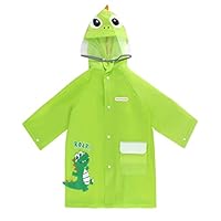 LA HUATE Kids Cute Cartoon Rain Poncho 3D Dinosaur/Rabbit Raincoat Waterproof Rain Jacket Boys Girls Hooded Rainwear