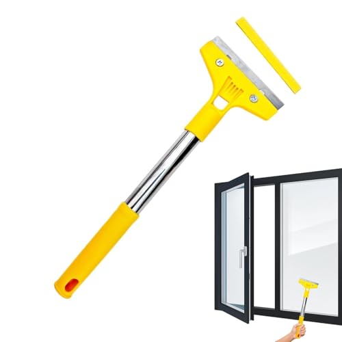 Rascador para adhesivos | Pesado con mango largo desmontable – Pala removedor de pegamento para azulejos | Para ventanas de coche, ventanas, puertas de ducha, baño y cocina