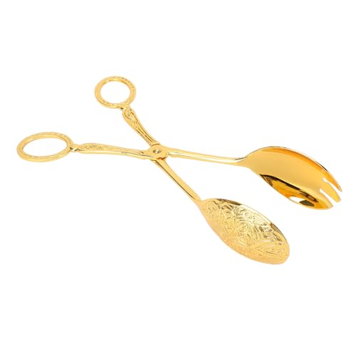 Salad Tongs, Zinc Alloy Buffet Tongs European Style Salad Scissor Tongs, Salad Tongs for Serving, Multifunctional Small Serving Tongs for Home Kitchen, Cake, Bread, Party, (Golden)