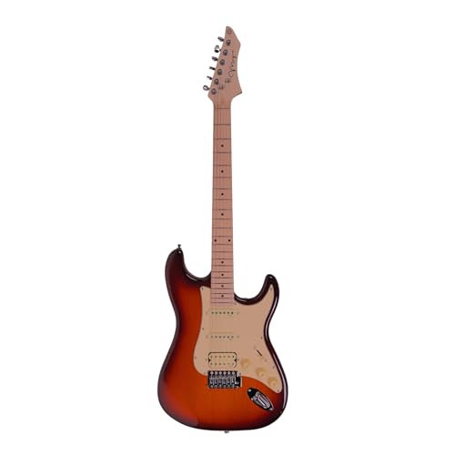Image of Magna ST20M Beginner Electric Guitar | Maple Neck & Fretboard | HSS Pickup Setup | 22 Frets | Chrome Hardware | Gig Bag Included (EARTH BURST)