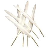White Feathers 10-12in,30PCS Big Size Bilateral Natural Long Goose Feather,Bulk Left and Right Wing Feathers for Crafts,Party Decoration,DIY Fabricating Handicraft Article (White)