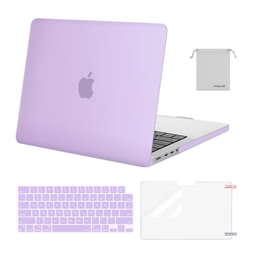 Image of MOSISO Compatible with MacBook Pro 14 inch Case 2025 2024 2023 2022 2021 M5 M4 M3 M2 M1 A3434 A3112 A3185 A3401 A2918 A2992 A2779 A2442, Hard Shell&Keyboard Cover&Screen Film&Pouch,Light Purple