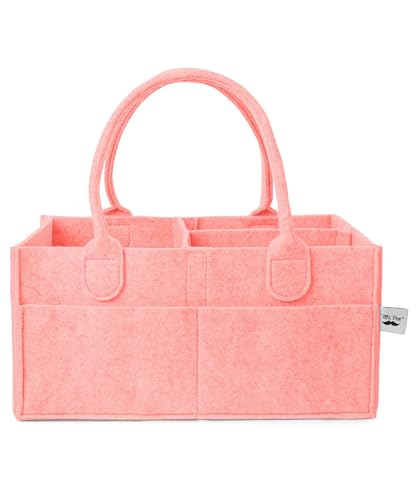 Image of Mr. Pen- Baby Diaper Caddy Organizer, Pink, Baby Caddy Organizer with Handle, Compact Size, Collapsible & Portable