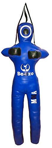 Bestzo MMA Martial Arts Jiu Jujitsu Judo Punching Bag Grappling Dummy Standing Position -Unfilled (Synthetic Leather Blue, 48 inches (4 ft))