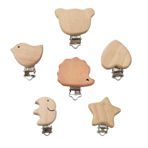 6-teiliges Set Holzclips mit Fallschutz – Clips aus...