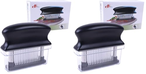 Image of Meat Tenderizer with 48 Stainless Steel Ultra Sharp Needle Blades Heavy Duty Cooking machine for Tenderizing Beef, Turkey, Chicken, Steak, Veal, Pork, Fish etc (Pack of 2)