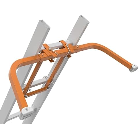 Qualward Ladder Stabilizer, Extended Ladder Stabilizer Accessory for Roof Gutter with Non-Slip Rubber Feet, Heavy Duty Steel Ladder Roof Hook with Wing Span/Wall Ladder Standoff Cover