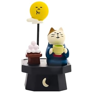 Miniature Moon Cat Figurines Cute Desk Accessories Things for Women, Mini Cat Stuff Office Desk Decor for Women, Tiny Cat Statue Trinkets Gift for Home Bookshelf Cubicle Cottagecore Decor