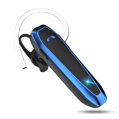 Auriculares Bluetooth V5.3 inalámbricos manos libres con micrófono con cancelación de ruido, 33 horas de tiempo de conversación, auriculares de un solo oído compatibles con teléfonos celulares iPhone