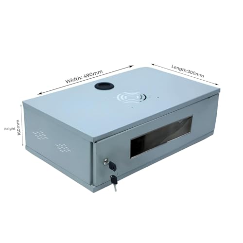 Image of 2U Metal Rack for DVR /NVR /Network Switches - Lockable, Glass Front, Ventilated with Top & Side Airflow, 2-Way Cable Management Holes - 490x300x160mm Secure Equipment Cabinet