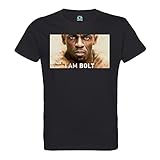 french unicorn t-shirt uomo girocollo cotone biologico usain bolt i am bolt runner 100m record del mondo, noir, s