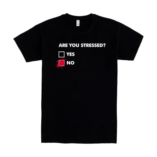 Pampling Camiseta de Manga Corta, 100% Algodón, Ropa Unisex para Hombres y Mujeres en 5 Tallas, Camiseta Negra, Modelo Are You Stressed? (FR/ES, Letras, XL, Regular, Regular)