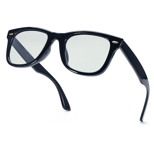 Classic Square Light Tinted Driving Glasses for Women Men Anti Glare Polarized Grey Lightly Tinted Sunglasses for Dawn/Dusk (S19-black light gray, Gray)