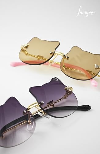 Cat Shaped Rimless Kids Sunglasses for Little Girls Boys, Toddler Shades with Lightweight Metal Frame and TR90 Tip4