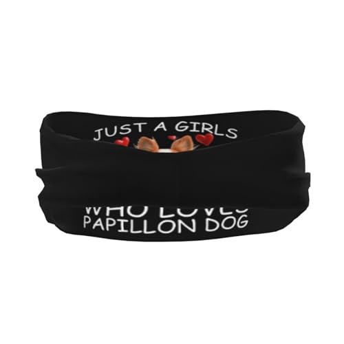 Just A Girls Who Loves Papillon Dog Adjustable Sports Headband Moisture Wicking Sweatband for Running Workout3