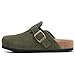 Litfun Unisex Genuine Suede Clogs Soft Footbed Leather Potato Shoes Comfort Slip On Clogs with Arch Support, Army Green, EU 36
