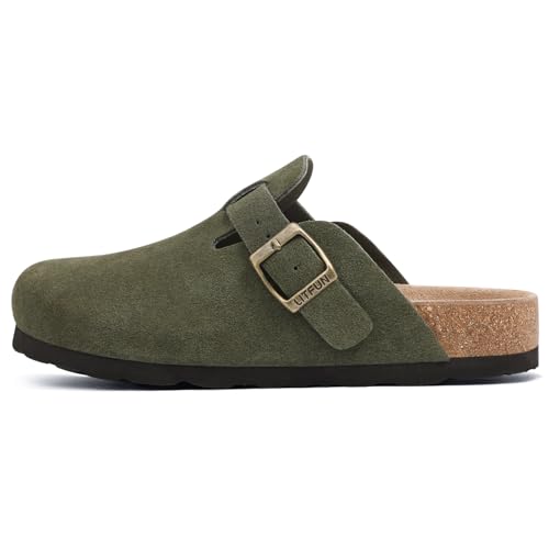 Image of Litfun Unisex Genuine Suede Clogs Comfort & Soft Cork Footbed Potato Shoes